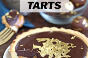 Photo of Baileys Chocolate Caramel Tarts with text overlay for Pinterest