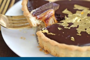 Photo of Baileys Chocolate Caramel Tarts with text overlay for Pinterest