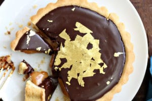 Photo of Baileys Chocolate Caramel Tarts with text overlay for Pinterest