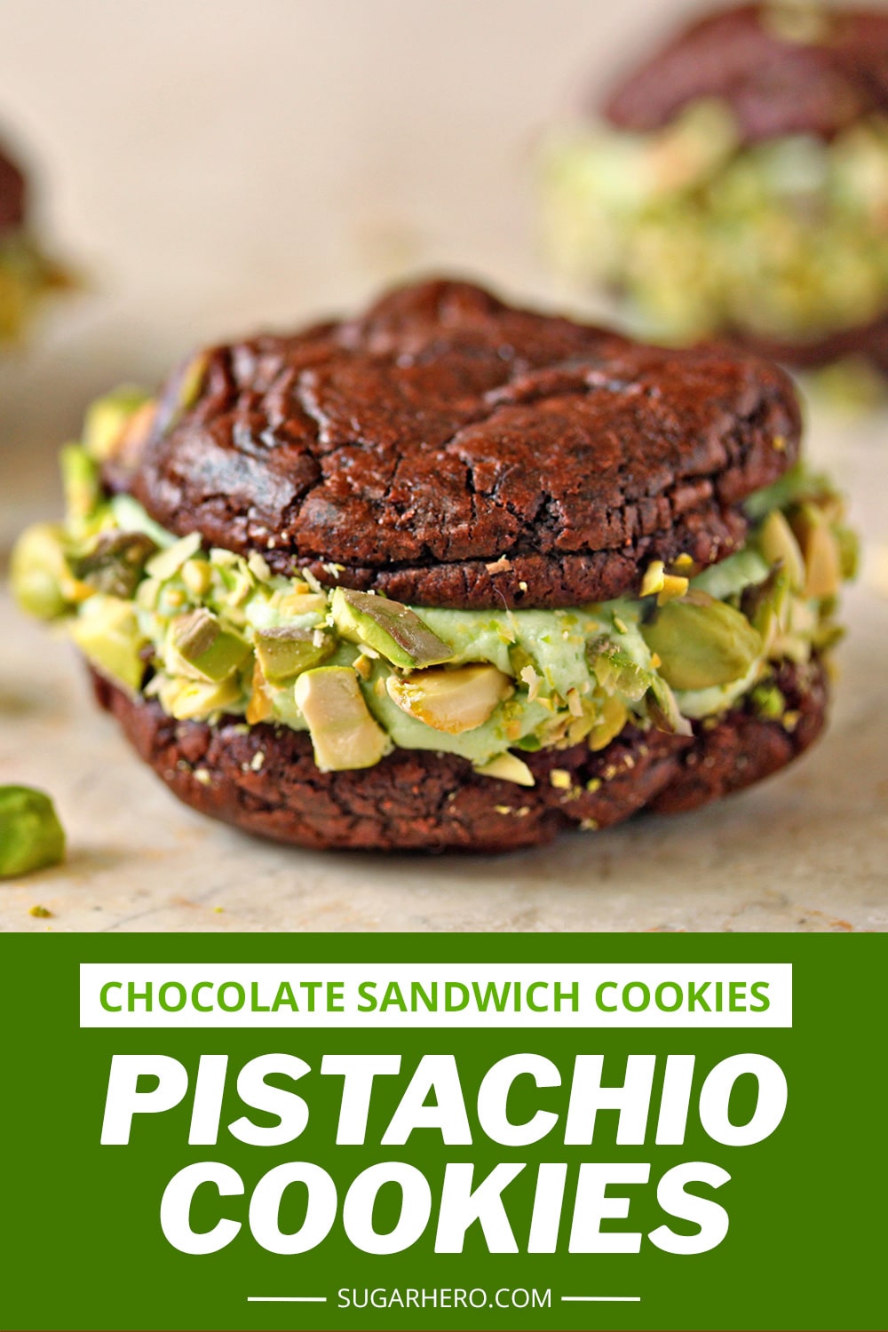 ChocolatePistachio Sandwich Cookies SugarHero
