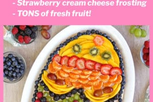 Easter Egg Fruit Pizza photo with text overlay for Pinterest.