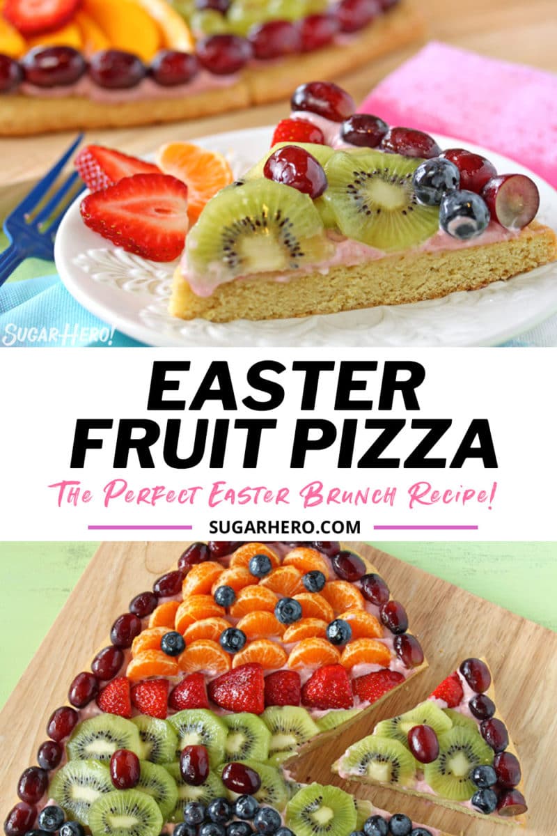 Easter Egg Fruit Pizza photo with text overlay for Pinterest