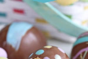 Peanut Butter Easter Eggs with text overlay for Pinterest