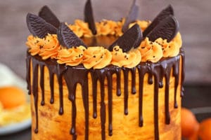 Chocolate Orange Cake photo with text overlay for Pinterest.