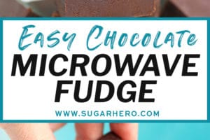 Two photo collage of microwave fudge with text overlay for Pinterest.