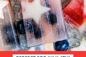 Photo of Red White & Blue Popsicles with text overlay for Pinterest