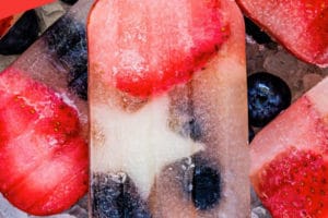Photo of Red White & Blue Popsicles with text overlay for Pinterest