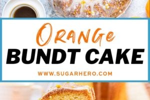 Orange Bundt Cake pictures with text overlay for Pinterest.