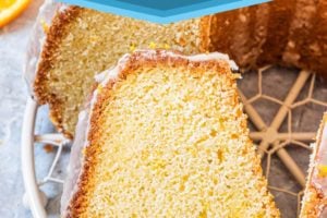 Orange Bundt Cake picture with text overlay for Pinterest.