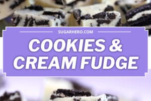 Two photo collage of Oreo Fudge with text overlay for Pinterest.