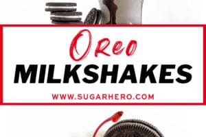 Two photo collage of Oreo Milkshakes with text overlay for Pinterest.