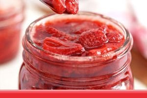 Strawberry Sauce picture with text overlay for Pinterest.