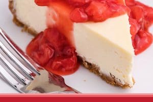 Photo of New York Style Cheesecake with text on top for Pinterest.