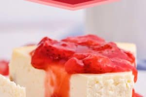 Photo of New York Style Cheesecake with text on top for Pinterest.