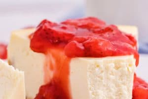 Photo of New York Style Cheesecake with text on top for Pinterest.