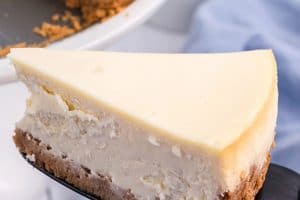 Photo of New York Style Cheesecake with text on top for Pinterest.