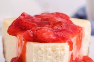 Photo of New York Style Cheesecake with text on top for Pinterest.