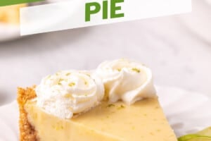 Photo of a slice of key lime pie and the words "key lime pie" below it (for Pinterest).