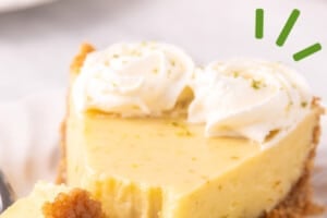 A photo of a slice of key lime pie with the text "key lime pie" above it.