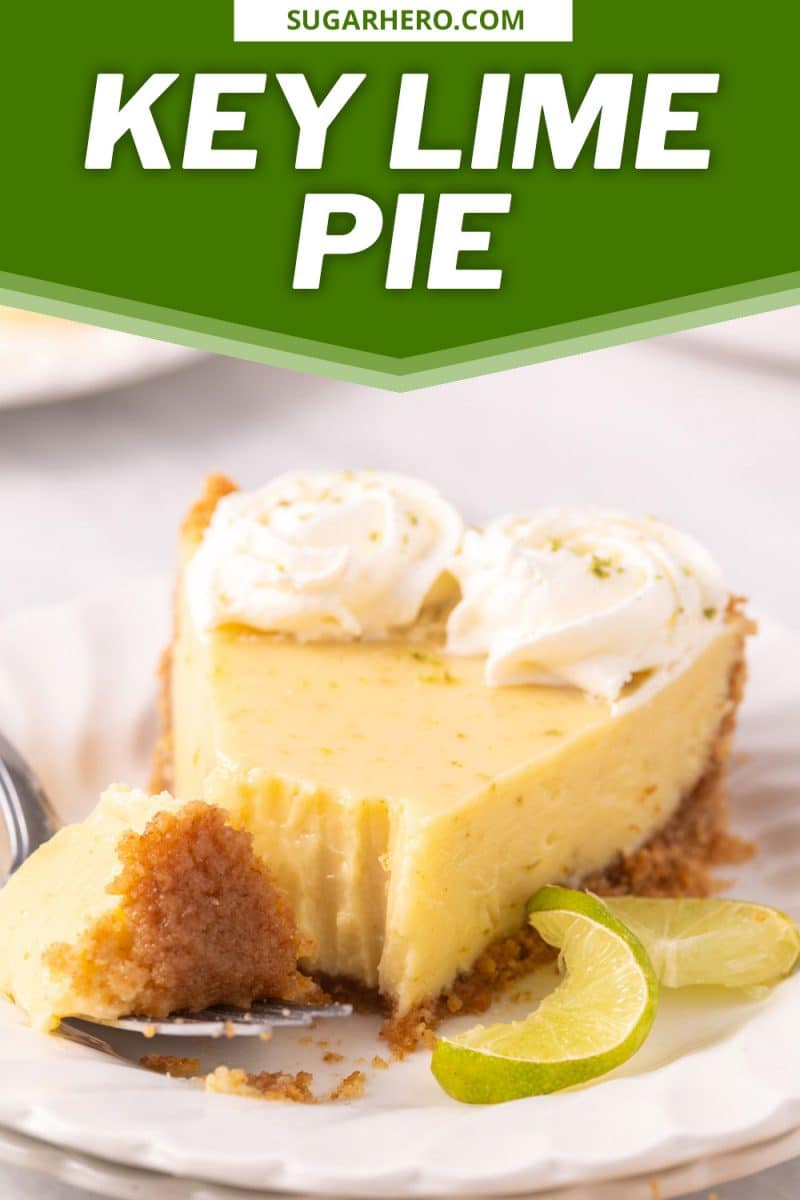 A photo of a slice of key lime pie with the text "key lime pie" above it.