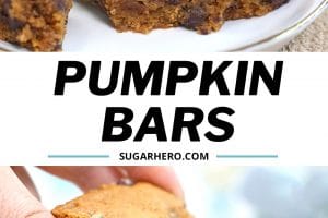 Chocolate Chip Pumpkin Bars photo with text overlay for Pinterest.