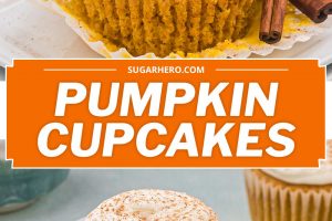Pinterest Collage showing two pumpkin spice cupcakes.