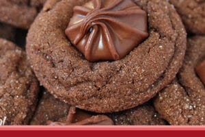 Photo of Soft Chocolate Gingerbread Cookies with text overlay for Pinterest.