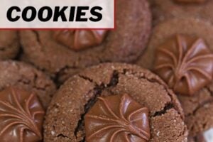 Photo of Soft Chocolate Gingerbread Cookies with text overlay for Pinterest.
