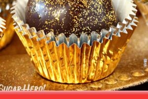 Photo of Sparkling Disco Chocolate Truffles with text overlay for Pinterest.