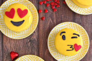Picture of Emoji Cakes with text overlay for Pinterest.