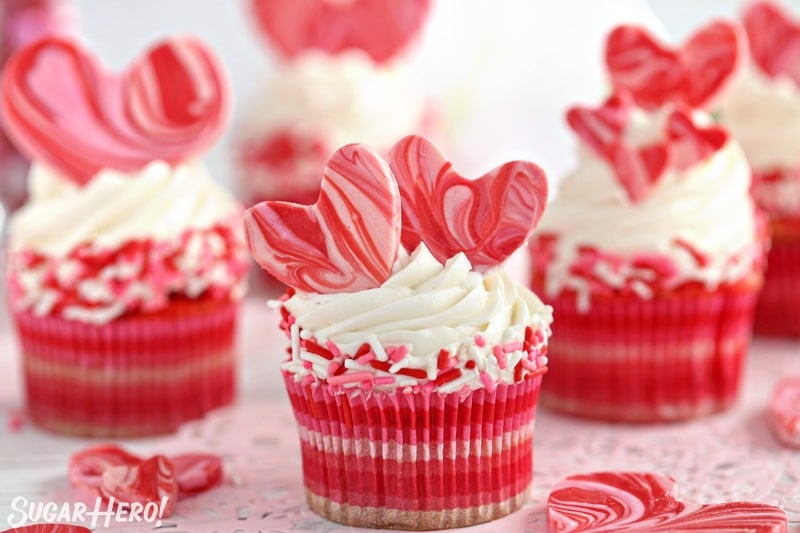 RED SUGAR HEART CUPCAKE TOPPERS for Cake Decoration 