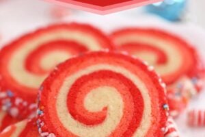 Peppermint Pinwheel Cookie picture with text overlay for Pinterest.