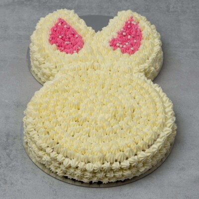 Close up of an Easter Bunny Carrot Cake for Easter Cake round up.