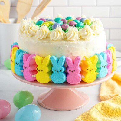 Multi-Colored Easter Peep Cake for Easter Cake round up.