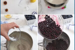 Pinterest collage showing how to make blueberry sauce with text overlay that reads "How to Make Blueberry Sauce".
