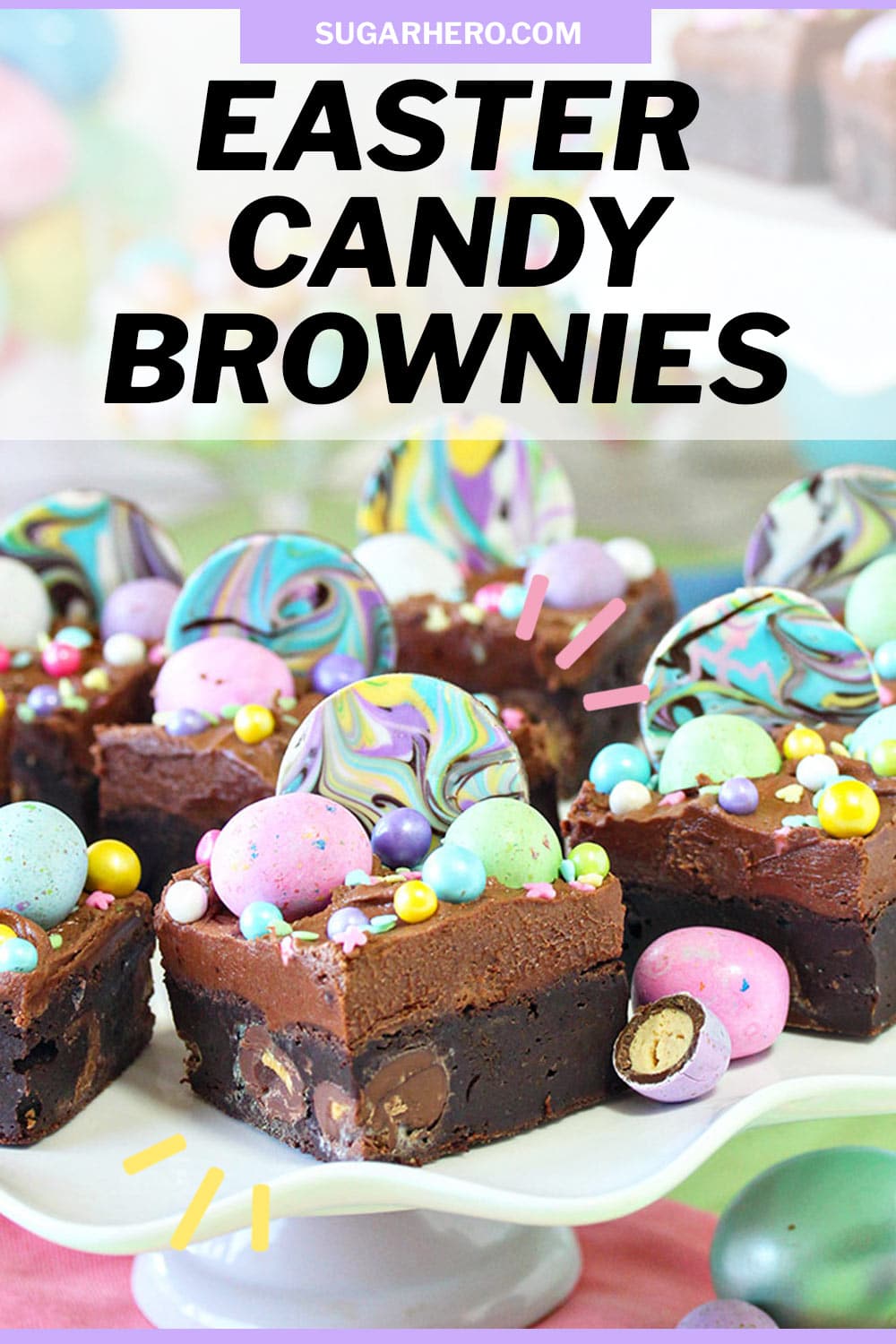 Pinterest collage showing Easter Egg Brownies with text overlay that reads "Easter Candy Brownies".