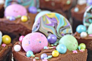 Pinterest collage showing Easter Egg Brownies with text overlay that reads "Easter Brownies".