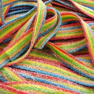 Rainbow sour candy belts