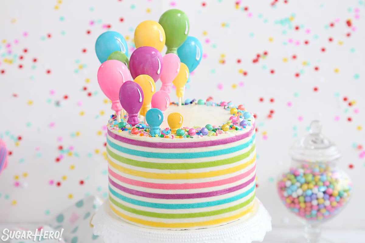 Striped Buttercream Balloon Cake SugarHero