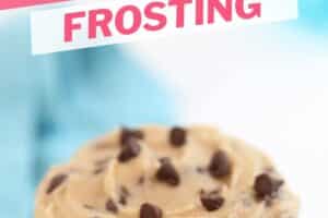 Image of a cookie dough frosted cupcake with text overlay for Pinterest.