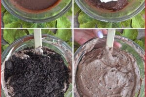 Six-photo collage of Dirt Pudding Cups with text overlay for Pinterest.