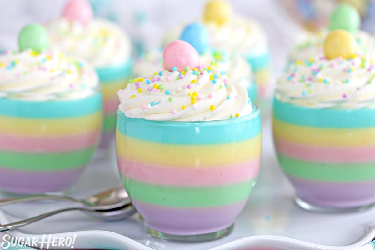 Pastel Rainbow Gelatin Cups SugarHero