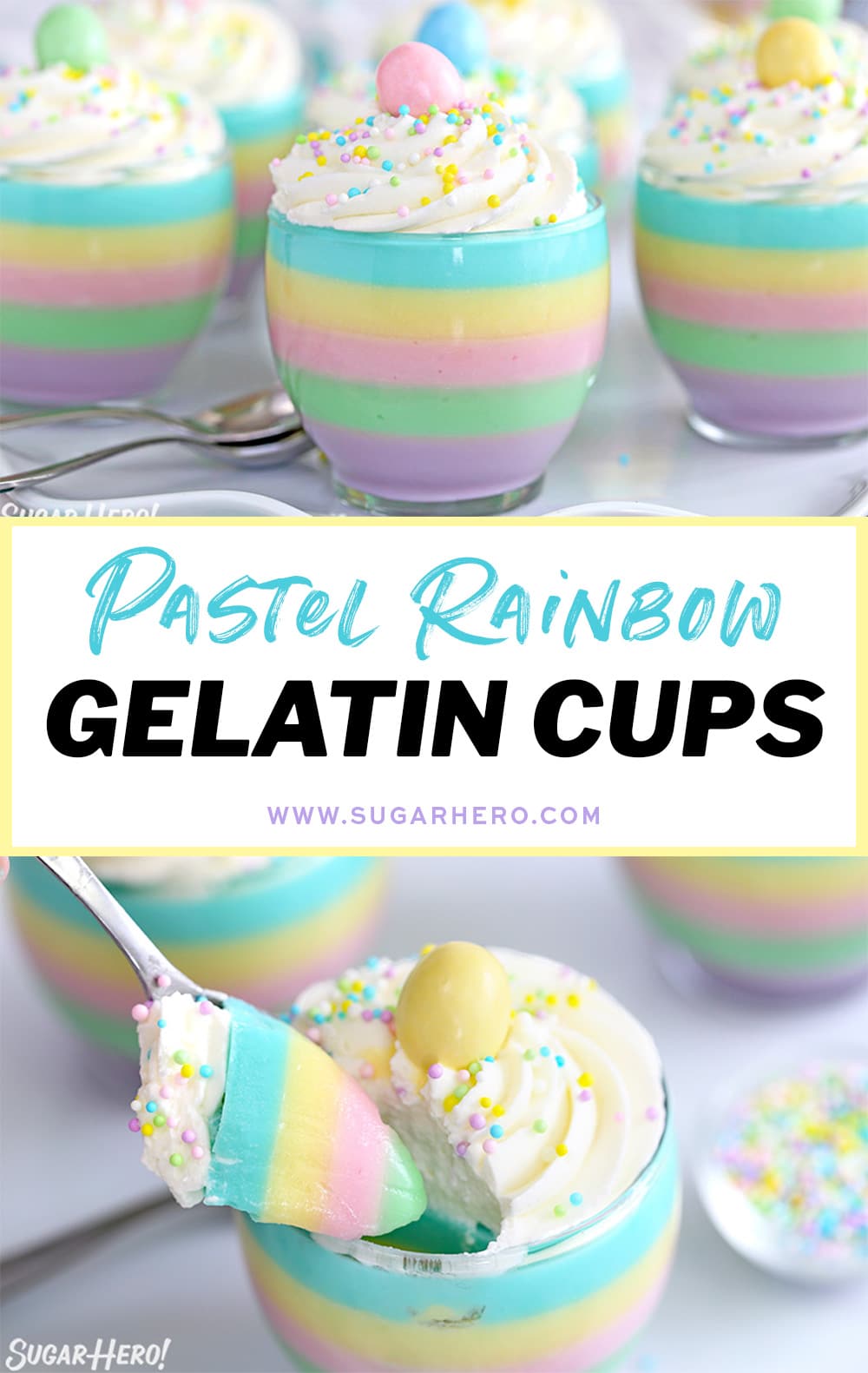 Pastel Rainbow Gelatin Cups SugarHero