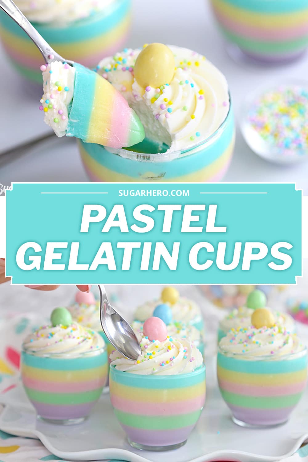 Pastel Rainbow Gelatin Cups SugarHero