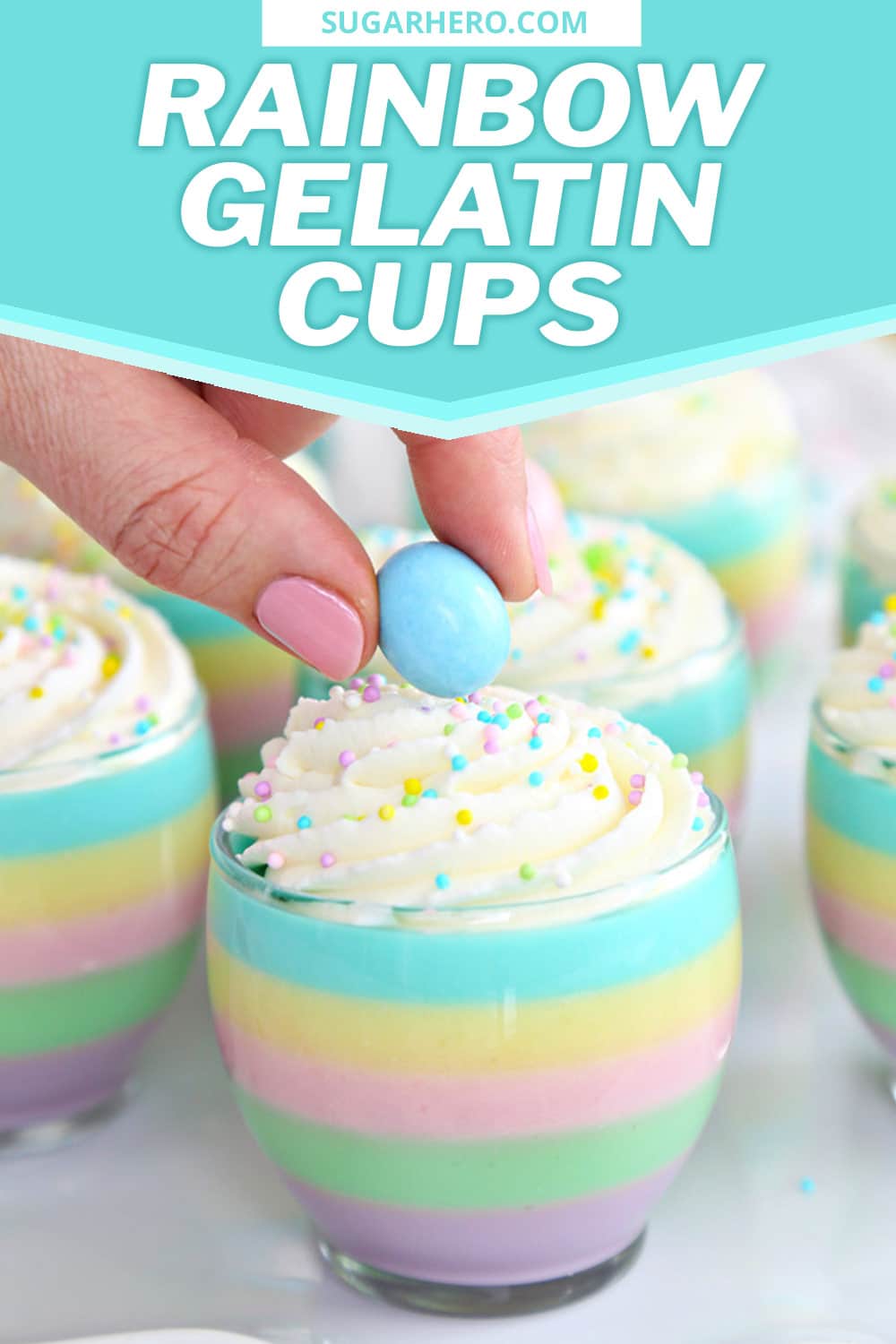 Pastel Rainbow Gelatin Cups SugarHero