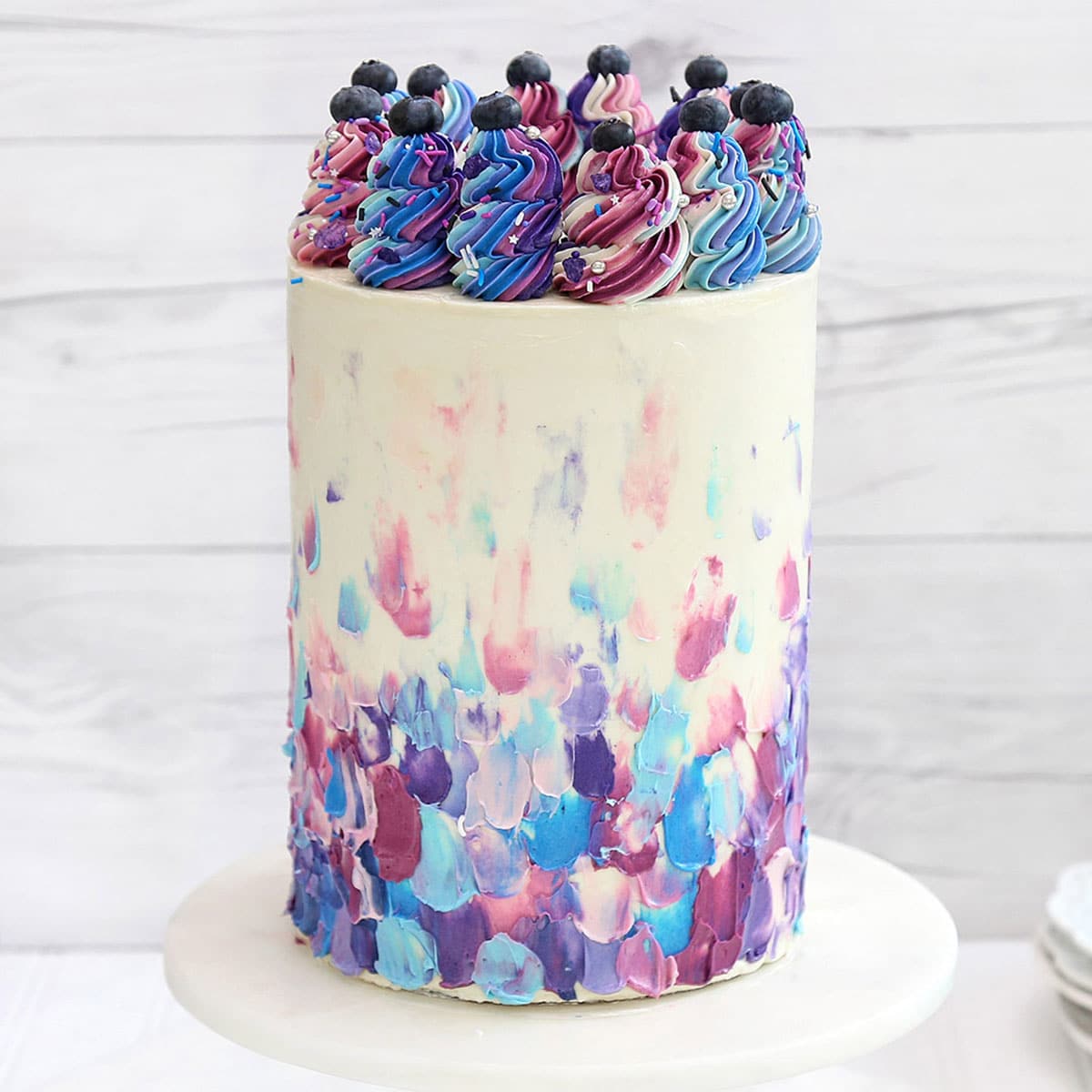 Delicious raspberry cake with fresh blueberry and blackberry • wall  stickers jello, deliciously, cookie | myloview.com