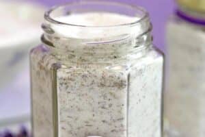 Picture of Lavender Sugar with text overlay for Pinterest.