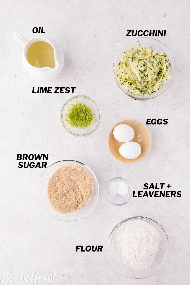 Overhead shot of ingredients needed to make Easy Zucchini Bread.