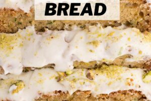 Picture of zucchini bread with text overlay for Pinterest.