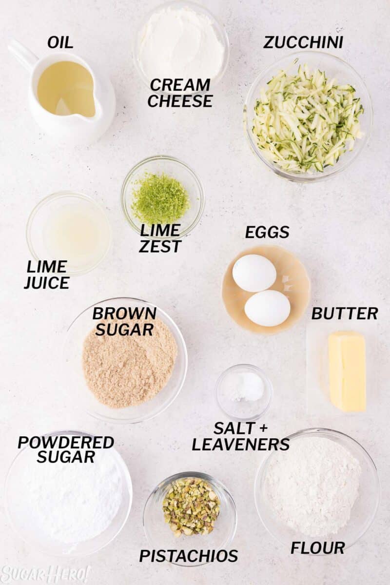 Overhead shot of ingredients needed to make Zucchini Cupcakes.